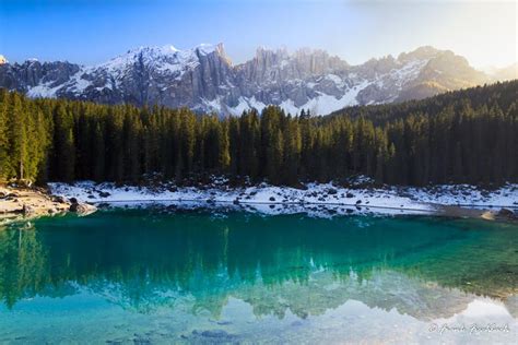 Lago Di Carezza Karersee With Alps Südtirol Italy Places To