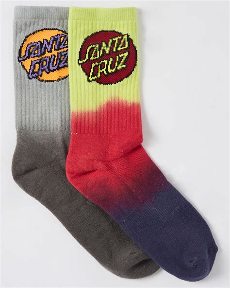 Santa Cruz Other Dot Socks 2 Pack Teens Black Lime Tie Dye Surfstitch