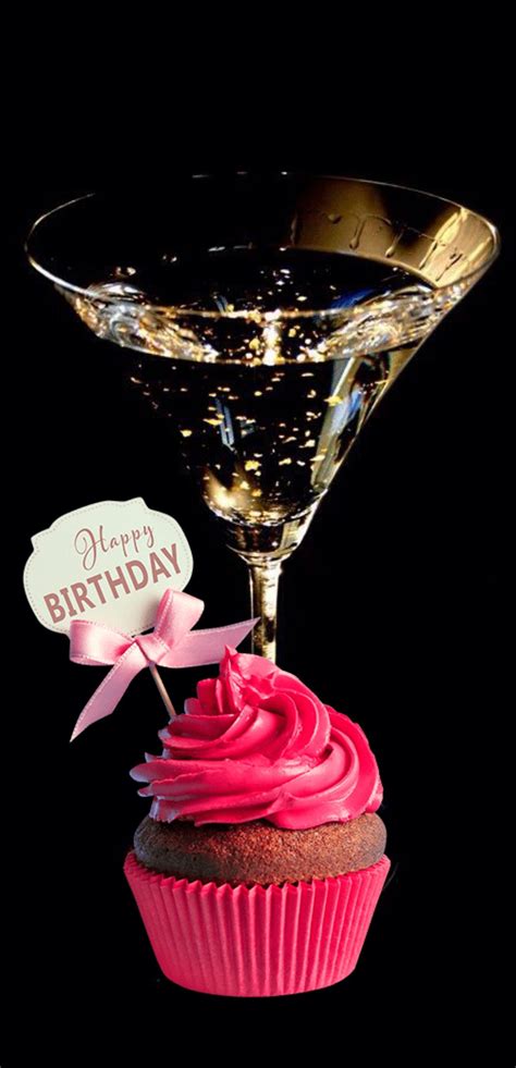 Happy Birthday Cupcake And Champagne With Images Happy Birthday