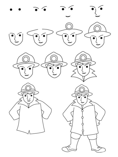 تعلم رسم رجل إطفاء خطوة بخطوة كيفية رسم رجل إطفاء