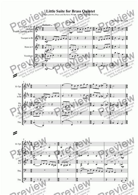 Little Suite For Brass Quintet Download Sheet Music Pdf File