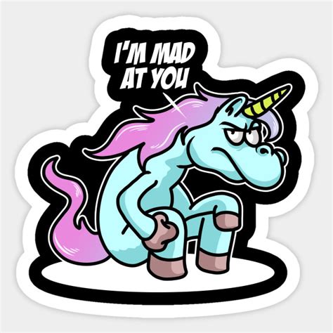 Angry Unicorn Is Mad Looking And Annoyed Angry Unicorn Sticker