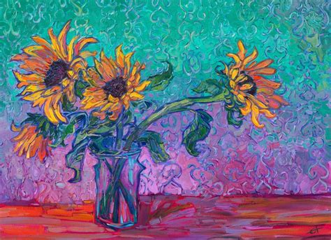 Expressive Sunflowers Bloom On Vibrant Open Impressionist Canvases In