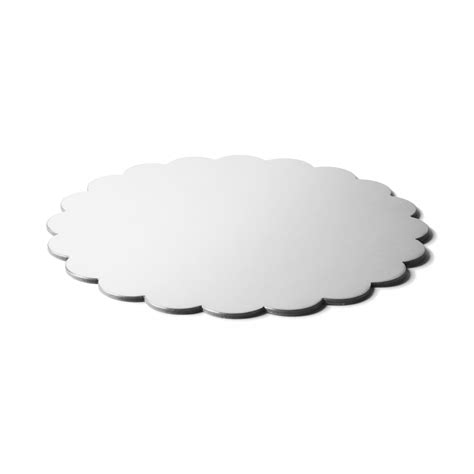 Silver Scalloped Compressed Cake Boards 3mm Pack Of 10 Boards