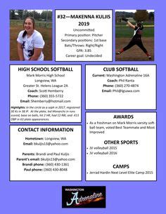 fast pitch softball player profile template