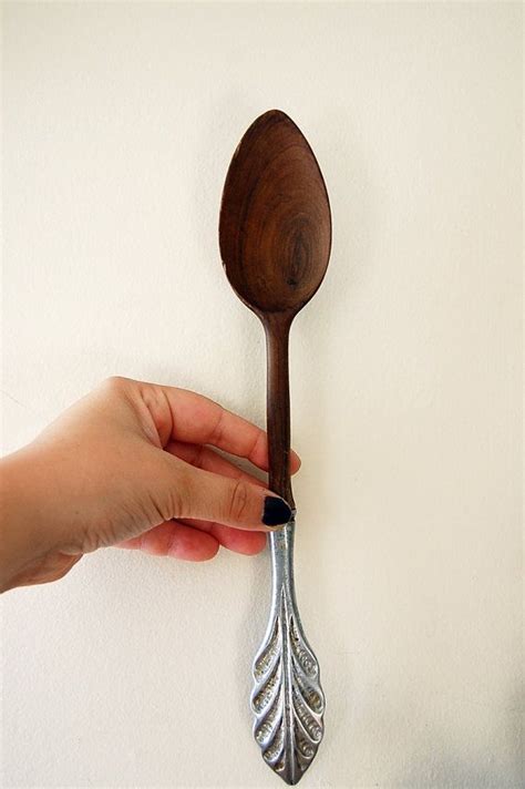 Vintage Wooden Spoon With Silver Arrow Handle Etsy Wooden Spoons