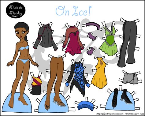 Four paper doll princess coloring pages to print. Marisole Monday: On Ice! • Paper Thin Personas