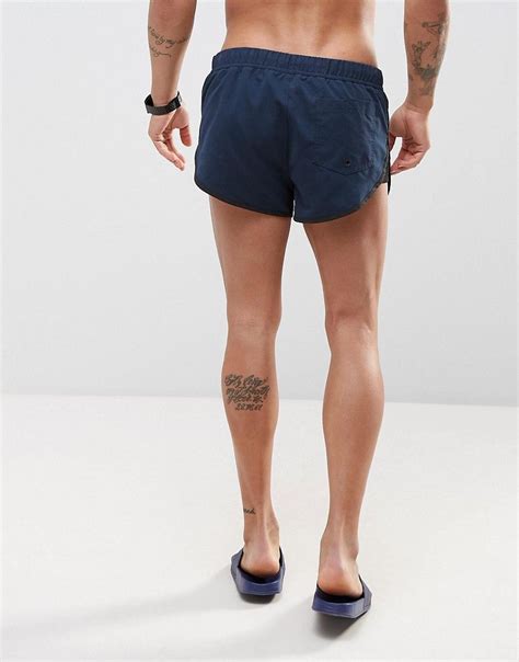 Asos Swim Shorts With Extreme Side Split In Navy With Side Mesh Detail Latest Fashion Clothes