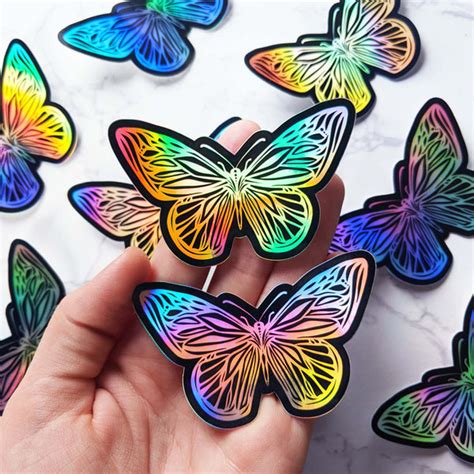 Rainbow Holographic Butterfly Sticker Little Craft Place
