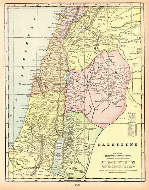 Items Similar To Palestine Map Antique Map Of Palestine And Images And Photos Finder