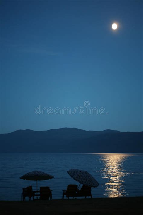 Moonlight On Water By Beach Stock Image Image Of Relax Color 13543943