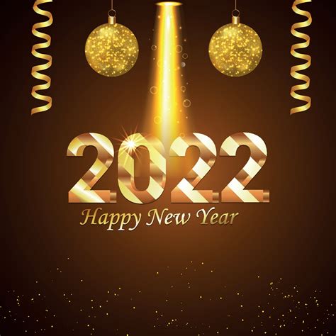 2022 Happy New Year Holiday Invitation Greeting Card With Vector Golden