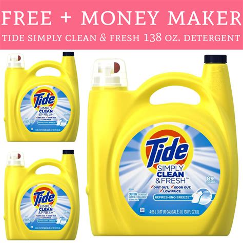 FREE + Money Maker Tide Simply Clean & Fresh 138 oz. Detergent - Deal ...