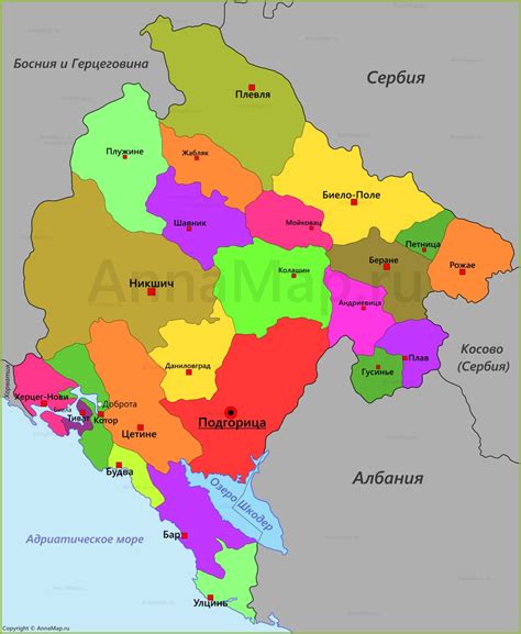 Основные достопримечательности, курорты и пляжи черногории на карте. Карта Черногории на русском языке с городами и курортами ...