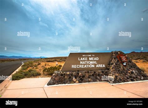 Lake Mead National Recreation Area Entrance Sign Overton Nevada Stock
