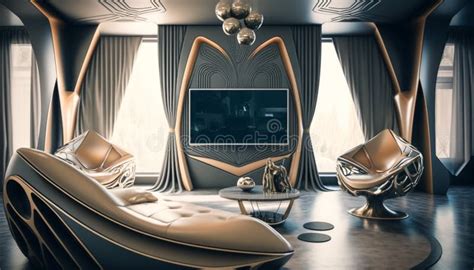 a modern futuristic living room interior design futurism decor stunning and luxury stock