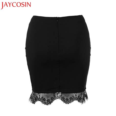 Jaycosin 2017 Women High Waist Mini Short Skirt Hem Lace Stitching