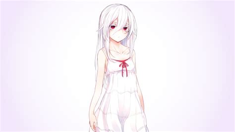Wallpaper Drawing Illustration Simple Background White Hair Anime