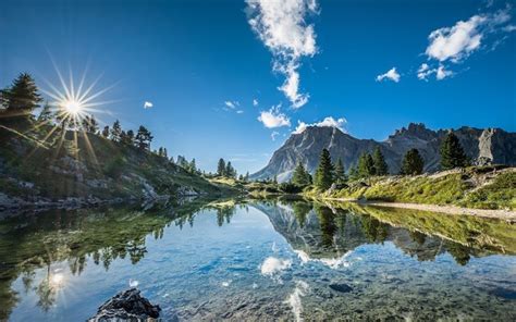 Download Wallpapers Italy South Tyrol Summer Lago Di Limides Lake