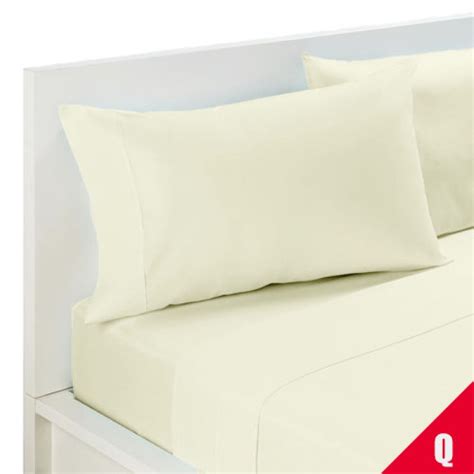 Percale 5050 Cotton Polyester Flat Sheet Queen Cream
