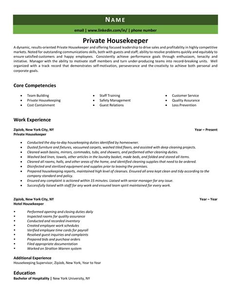 Private Housekeeper Resume Example And Guideyour Complete Guide On How To