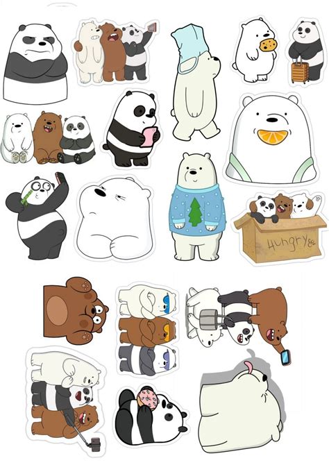 Printable We Bare Bears Sticker Sheet Cute Laptop Stickers Cute