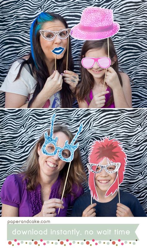 Rock Star Printable Photo Booth Props 80s Hair Guitars Microphones