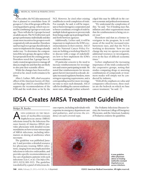 Idsa Creates Mrsa Treatment Guideline Infectious Diseases Jama