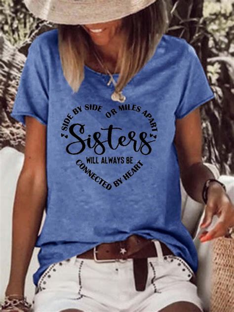 sisters will always be connected by heart women s short sleeve tops lilicloth
