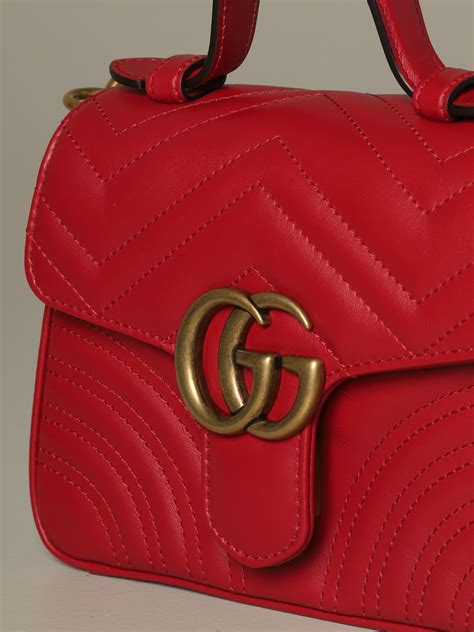 Gucci Marmont Handbag In Quilted Leather Crossbody Bags Gucci Women Red Crossbody Bags