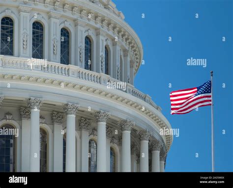 Stars And Stripes Us Flag And The Dome Of The Us Capitol Building