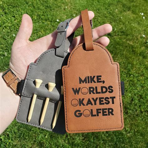 Worlds Okayest Golfer Funny Golf Bag Tag Faux Leather Golfing Ts