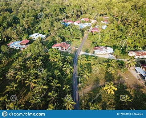 Aerial View Malays Village In Green Bush Stock Image Image Of Farm