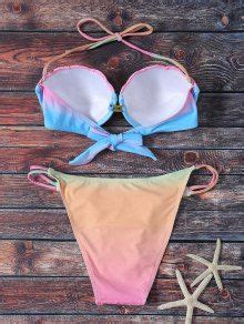 Off Alluring Ombre Halter Bikini Set In Colormix Zaful