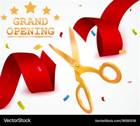 Grand Opening Background With Ribbon And Confetti Vector Image