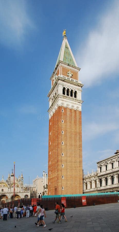 Bell Tower Of St Mark`s Basilica Located In St Mark`s Square Or Piazza San Marco In Venice