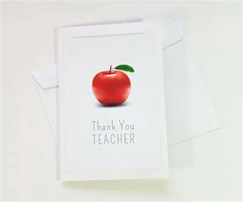 Thank You Apple Teacher Greeting Card For Appreciation Thanks Card To