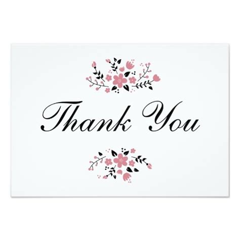 Pretty Pink Floral Stylish Flat Thank You Card Invitation Card