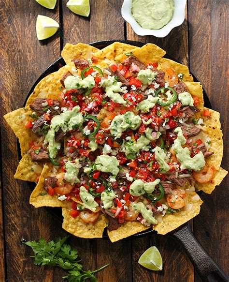 Start the night with chilled white wine. Grilled Surf 'n Turf Party Nachos with Avocado Cotija ...