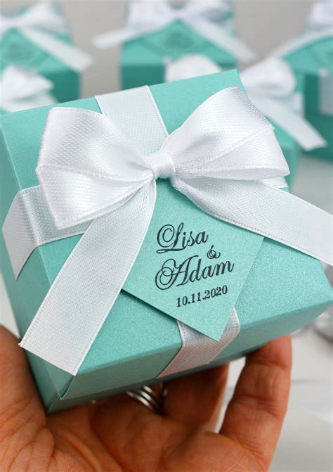 Wedding Favor Boxes With Satin Ribbon Bow And Your Names Etsy