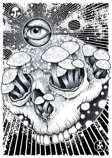 Psychedelic Art Psychedelic Drawings Trippy Drawings Skull Coloring
