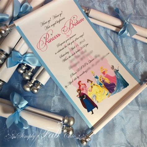 Disney Princess Scroll Invitation Birthday Invitation Handmade