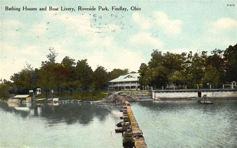 Vintage Postcard 1909 Bathing Houses And Boat Livery Riverside Park