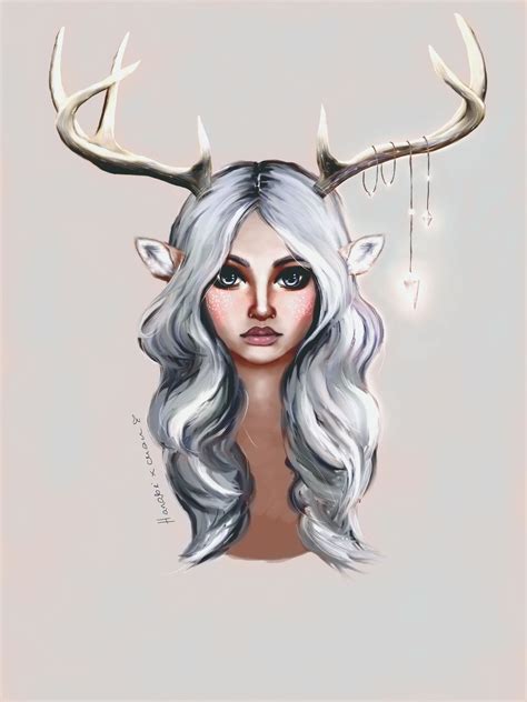 Deer Girl Hanabi Deer Girl Deer Drawing Antlers Drawing