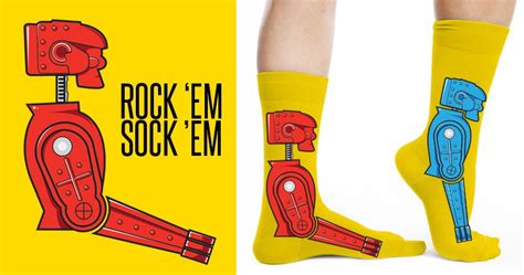 Rockem Sockem Robots Socks By Tone Echo Threadless Red Rocker Ems