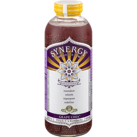 Gts Synergy Raw Grape Chia Kombucha 16 Oz Buehlers