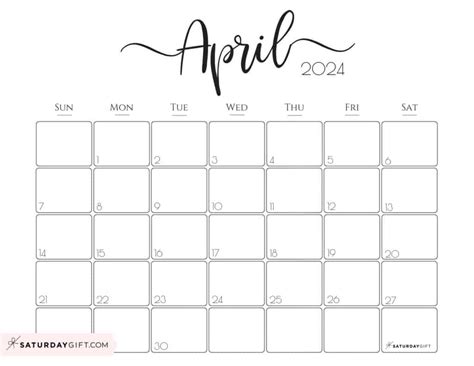 2024 April Calendar To Print Calendar Pdf 2024 Calendar 2024 Printable