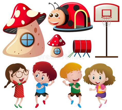 Children And Different Play Stations Stock Vector Illustration Of