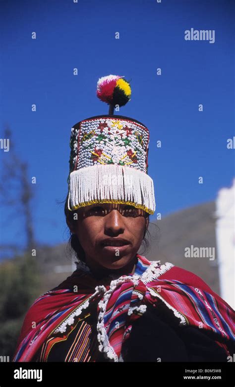 Quechua Girl From Tarabuco In Traditional Dress Near Sucre Bolivia