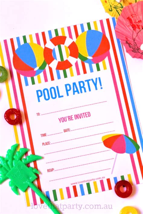 Free Printable Summer Pool Party Invitation Party Invite Template Pool Party Birthday